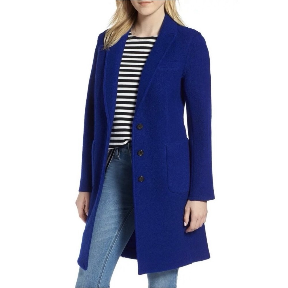 J.Crew Olga Italian Boiled Wool Topcoat in Royal Cobalt Blue Coat Sz 16